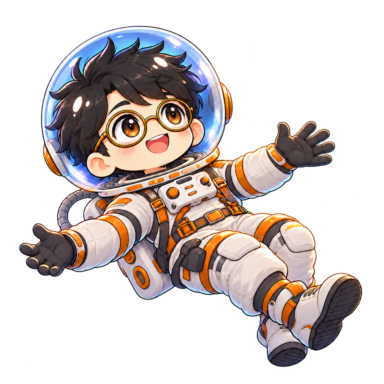 星雲を見上げて嬉しそうに笑い、宇宙服でふわふわ漂うかい